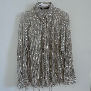 Zara Silver Sequin Blouse
